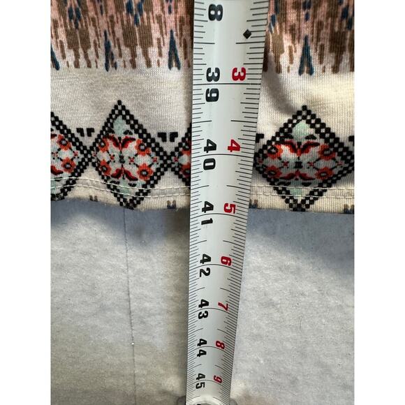 Vanity Maxi Skirt L Boho Tribal Aztec Print Peach Blue White Stretch Waist 45” - Picture 5 of 7